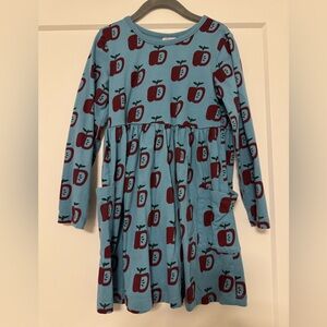 Hanna Andersson Blue Dress with Red Apple Print